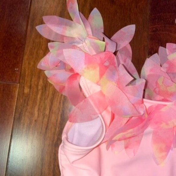 Little Girl Nicole Miller Pink Cut Out One Piece Swim Suit 5 Yr. - Picture 3 of 6